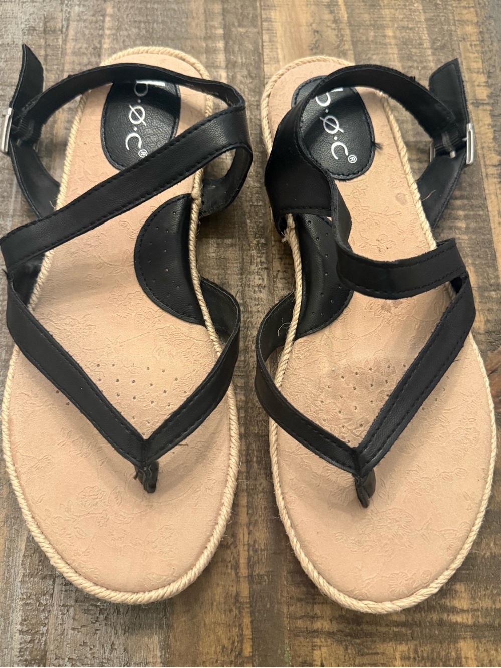 b.o.c. Black Slingback Strappy Rope-Trim Sandals